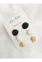 3-Piece Black Gold White Polymer Clay Earring Set Sea Shell Oyster - 3
