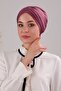 Women's Three-Striped Cross Ready-made Turban Outer Bonnet Purple