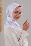 Women's Hijab Practical Snap Fastener Sandy Scarf Ready-made Shawl White - 2