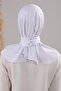Women's Hijab Practical Snap Fastener Sandy Scarf Ready-made Shawl White - 4