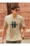 Men's Knitted Pause Printed White 100% Cotton T-Shirt. - 4