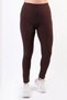 Women's Brown Plus Size Leggings with High Waist, Stretchy Ribbed Waistband, and Corset Detail