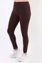 Women's Brown Plus Size Leggings with High Waist, Stretchy Ribbed Waistband, and Corset Detail - 9