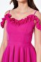 Women's Adjustable Strap Collar Ruffle Detail Woven Fabric Pleated Mini Flared Evening Dress - 8