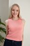 Women's Powder Khaki Halter Neck Ribbed 2-Pack Crop Blouse - 3