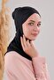 Hijab Hijab Cross Bonnet with Neck Collar Combed Cotton Lycra Flexible Ninja Bonnet Black - 2
