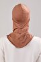 Hijab Hijab Crossed Bonnet with Neck Collar Lycra Flexible Combed Cotton Ninja Bonnet Cinnamon - 4