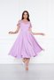 Women's Adjustable Strap Collar Ruffle Detail Woven Fabric Pleated Flared Midi Length Evening Dress - 7