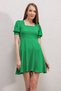 Square Neck Knitted Dress - Green