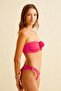 Floral Detailed Pomegranate Flower Strapless Bikini Set