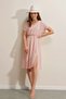 V-Neck Slit Knitted Dress - Powder - 2