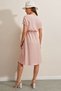 V-Neck Slit Knitted Dress - Powder - 5
