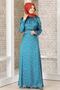 Silk Satin Print Dress Petrol - Fashion Showcase Design - FSC3043