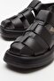 BELİV Black Skin Genuine Leather Women's Sandals - 5