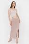 Women's Beige Adjustable Gathered Viscose Slit Skirt