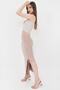 Women's Beige Adjustable Gathered Viscose Slit Skirt - 2
