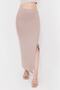 Women's Beige Adjustable Gathered Viscose Slit Skirt - 6