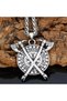 Wolf & Ax Medallion Back & Freki Runic Inscription Odin Fenrir 316L Steel Men's Necklace - 3