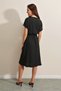 V-Neck Slit Knitted Dress - Black - 3