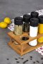 Rena 6-Piece Spice Rack Set, 6-Piece Spice Rack Set with Wooden Stand - 5