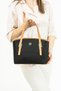 Women's Black Tan 6 Compartment Hand and Shoulder Bag