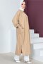 8222 Full Length Tunic with Side Slit Robe Beige - 4