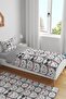 Pink Ribbon Cats Patterned Single Baby Kids Bedding Set - 2