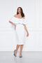 White Boat Neck Ruffle Detail Stretch Fabric Off Shoulder Midi Length Evening Dress Pencil Dress - 7