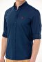 Men's Navy Blue Long Sleeve Basic Shirt - 4