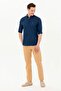 Men's Navy Blue Long Sleeve Basic Shirt - 5