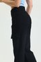 Black Cargo Pocket Lycra High Waist Loose Wide Leg Jeans Wide Leg Jeans - 3