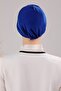 Women's Three-Striped Cross Ready-made Turban Outer Bonnet Cobalt Blue - 4