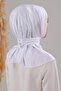 Women's Hijab Practical Snap Fastener Sandy Scarf Ready-made Shawl White - 3