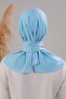 Women's Hijab Practical Snap Fastener Sandy Scarf Ready-made Shawl Baby Blue - 4