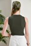 Women's Lilac Khaki Halter Neck 2-Piece Crop Blouse - 4