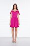Women's Adjustable Strap Collar Ruffle Detail Woven Fabric Pleated Mini Flared Evening Dress - 2
