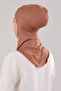 Hijab Hijab Crossed Bonnet with Neck Collar Lycra Flexible Combed Cotton Ninja Bonnet Cinnamon - 3