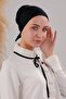 Hijab Lace-Up Viscose Lycra Seamless Bonnet Black - 3