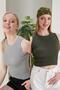 Women's Gray Khaki Halter Neck 2-Piece Crop Blouse