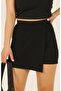 Back Waist Elastic Shorts Skirt Black with Cap - 2