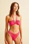Shiny Fuchsia Bikini Set with V Detail - 2