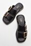 ADORE Black Genuine Leather Women's Slippers - 2