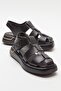 BELİV Black Skin Genuine Leather Women's Sandals
