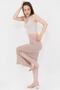 Women's Beige Adjustable Gathered Viscose Slit Skirt - 3