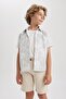 Boy's Patterned Linen Look Short Sleeve Shirt X7500a623hs - 3
