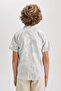 Boy's Patterned Linen Look Short Sleeve Shirt X7500a623hs - 5