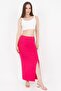 Women's Pink Adjustable Gathered Viscose Slit Skirt