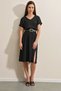 V-Neck Slit Knitted Dress - Black