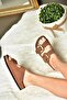 P777517402 Tan Suede Double Striped Women's Slippers - 4
