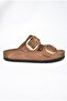 P777517402 Tan Suede Double Striped Women's Slippers - 5